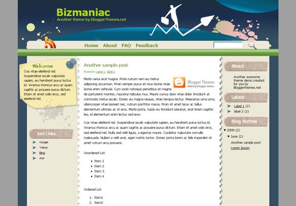 Bizmaniac Blogger Template