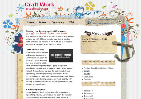 Craft work blogger template