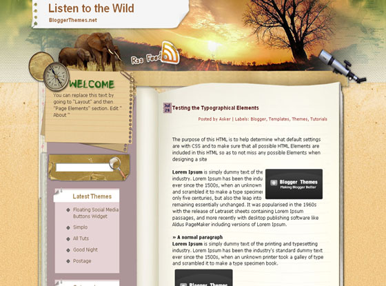 Listen to the wild Blogger Theme