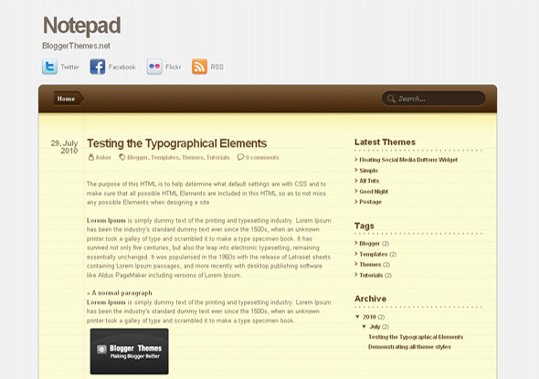 Notepad blogger template