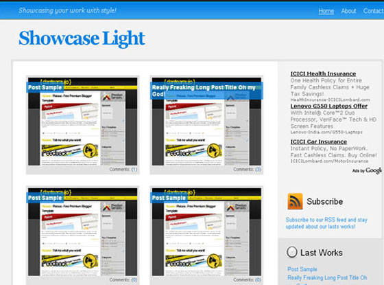 Showcase Light Blogger Theme