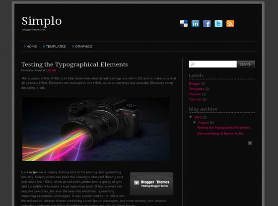 Simplo Black blogger template