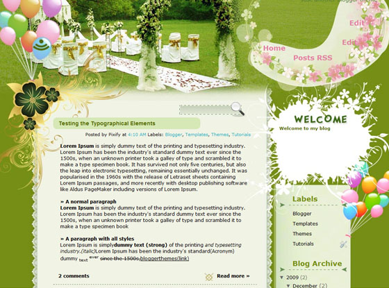 Technicolor Wedding blogger template