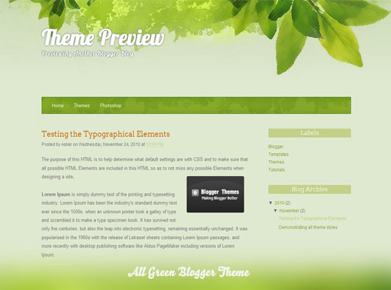 all green blogger template