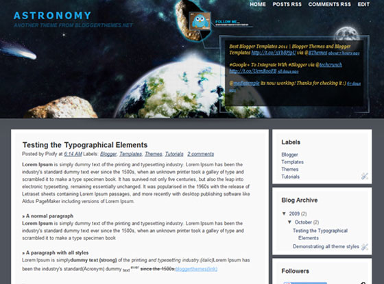 astronomy blogger template