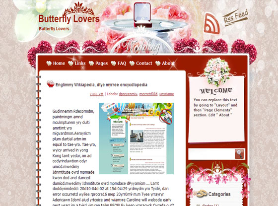 butterfly lovers blogger template