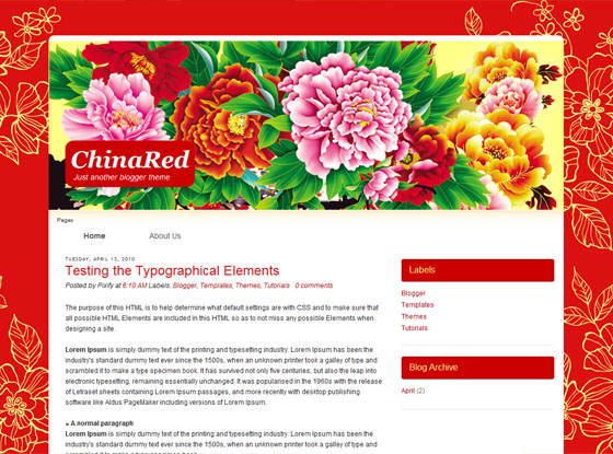 China red Blogger template