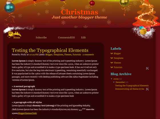 christmas blogger template