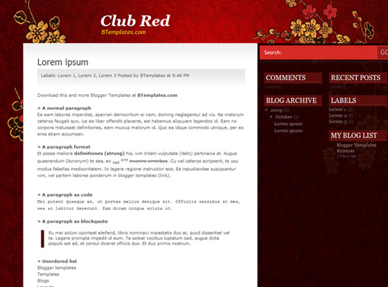 club red blogger template