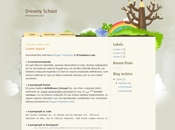 dreamy school blogger template