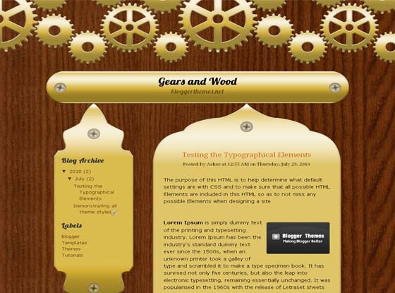 gears and wood blogger template