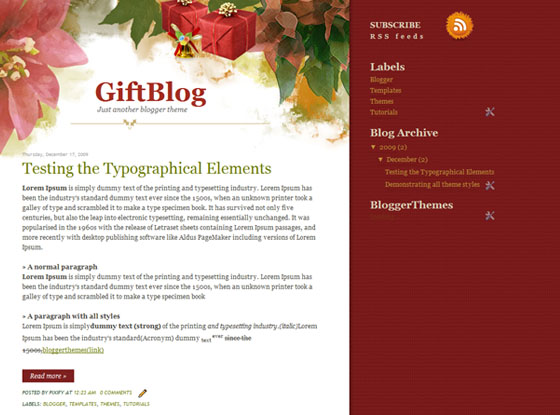 gift blog blogger template