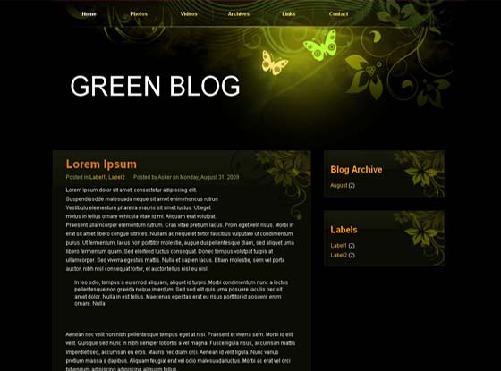 green blog blogger template