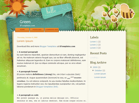 green blogger template