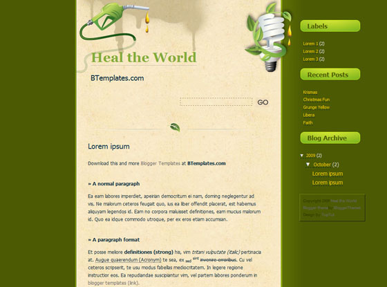 heal the world blogger template