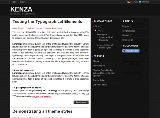 Kenza Blogger Theme | Template