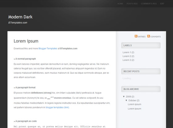 modern dark blogger template