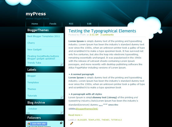myPress blogger template