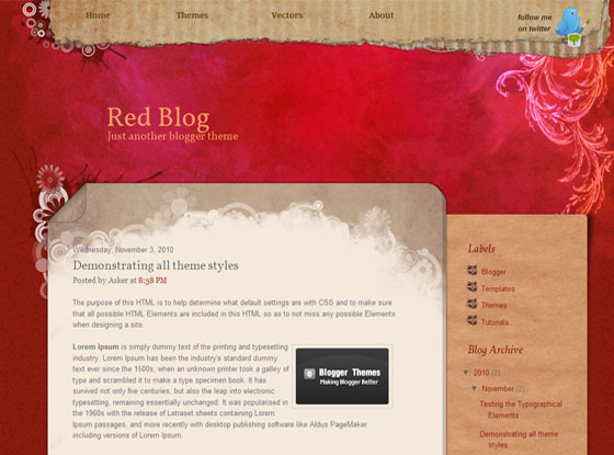 red blog blogger template