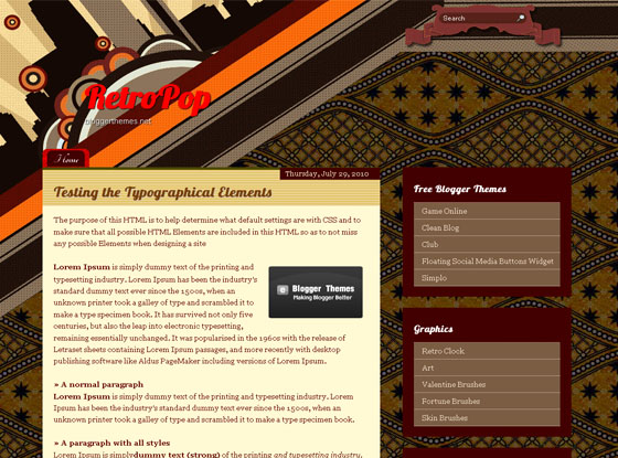 retropop blogger template