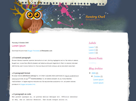 sentry owl blogger template