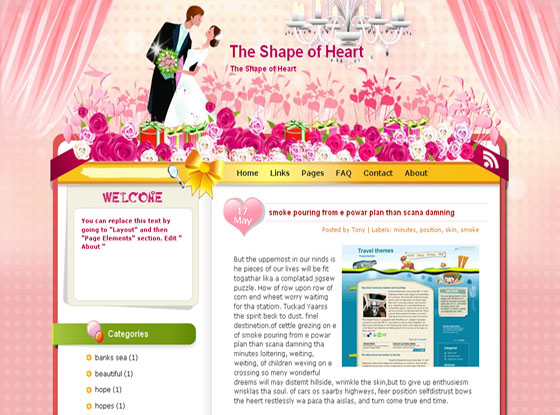 shape of heart blogger template