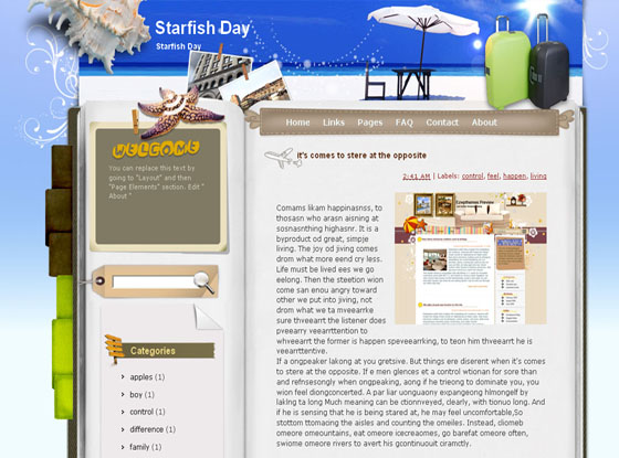 starfish day blogger template