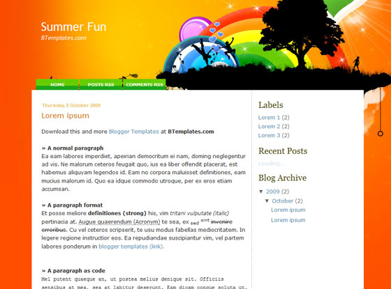 summer fun blogger template