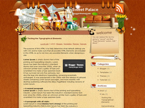 sweet palace blogger template