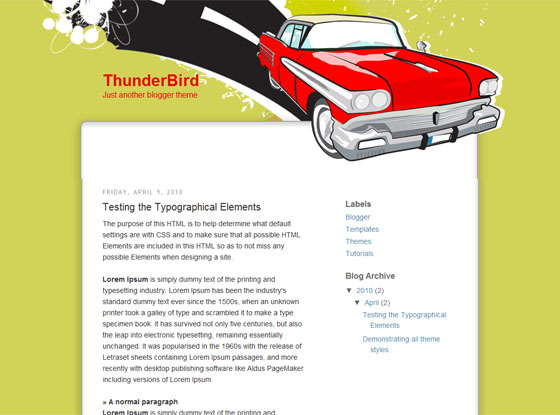 Thunder Bird Blogger template