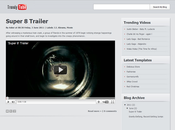 Trendy Tube Blogger Template