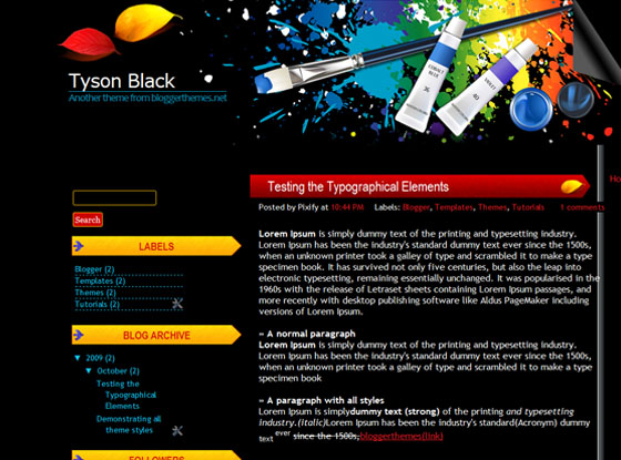 tyson black blogger template