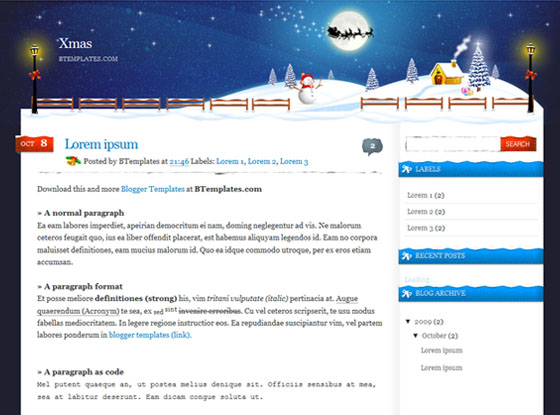 xmas blogger template